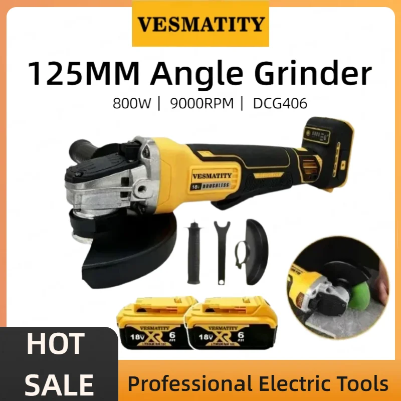 Cordless Angle Grinder 125Mm Brushless - Meuleuse d'angle sans fil DCG406 125MM,