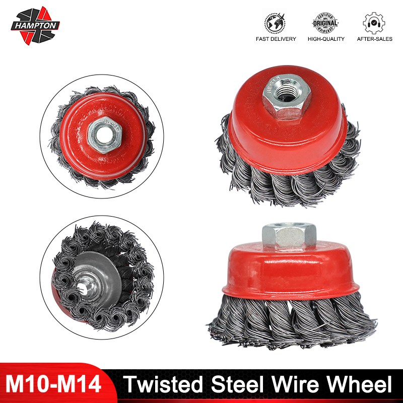 Angle Grinder Wire Brush Wheel - HAMPTON Torsadé Fil D'acier Roue M10