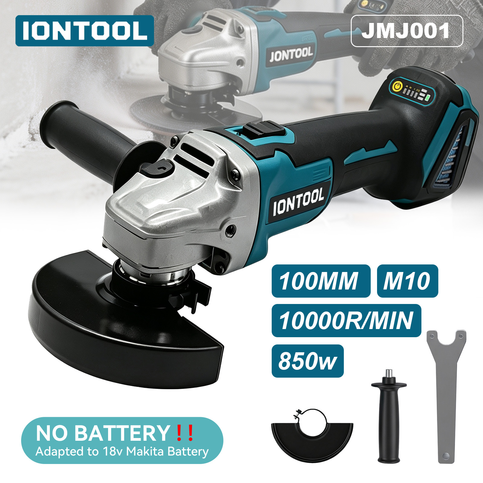 Brushless Grinder 100Mm 850W - Meuleuse d'angle sans fil IONTOOL 850W