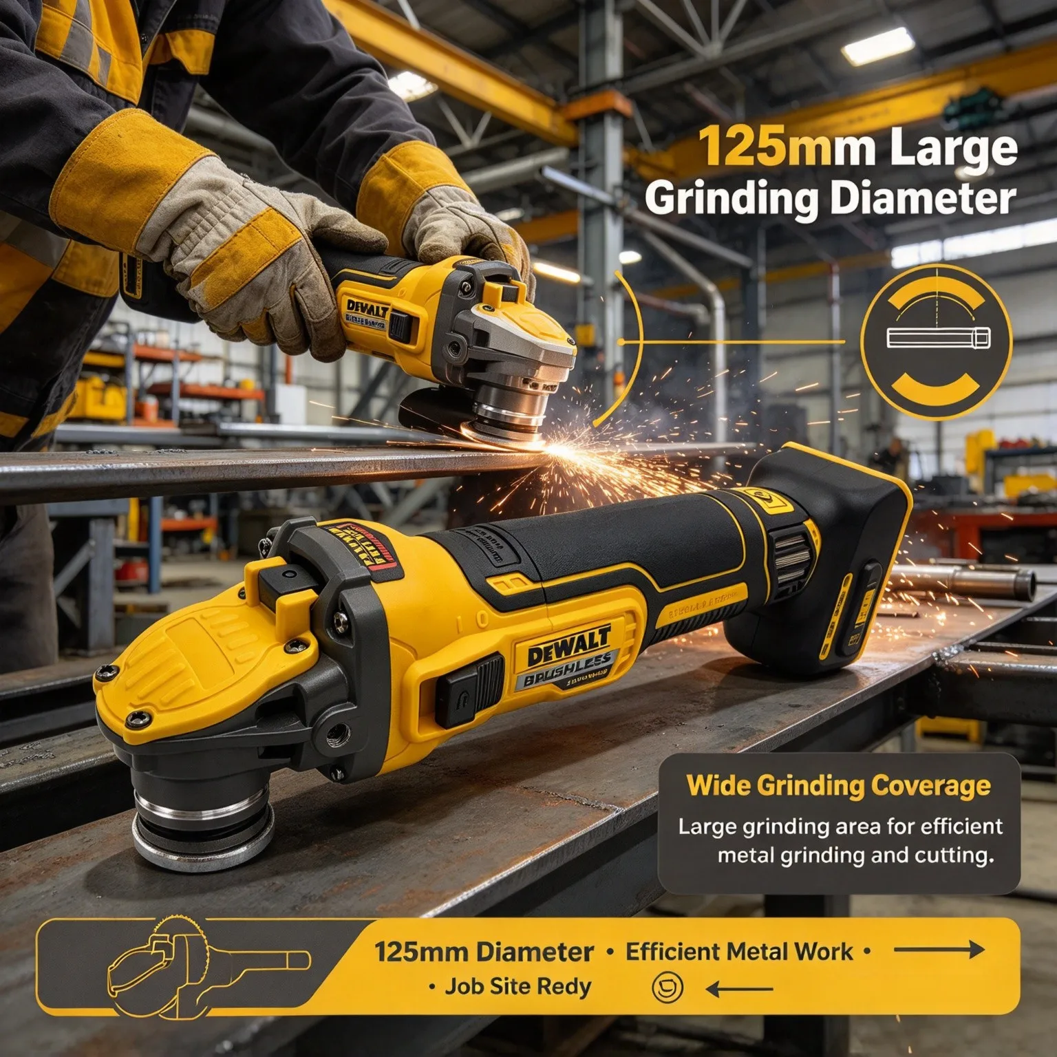 Cordless Angle Grinder 125Mm Brushless - DEWALT DCG409 Meuleuse d'angle sans fil