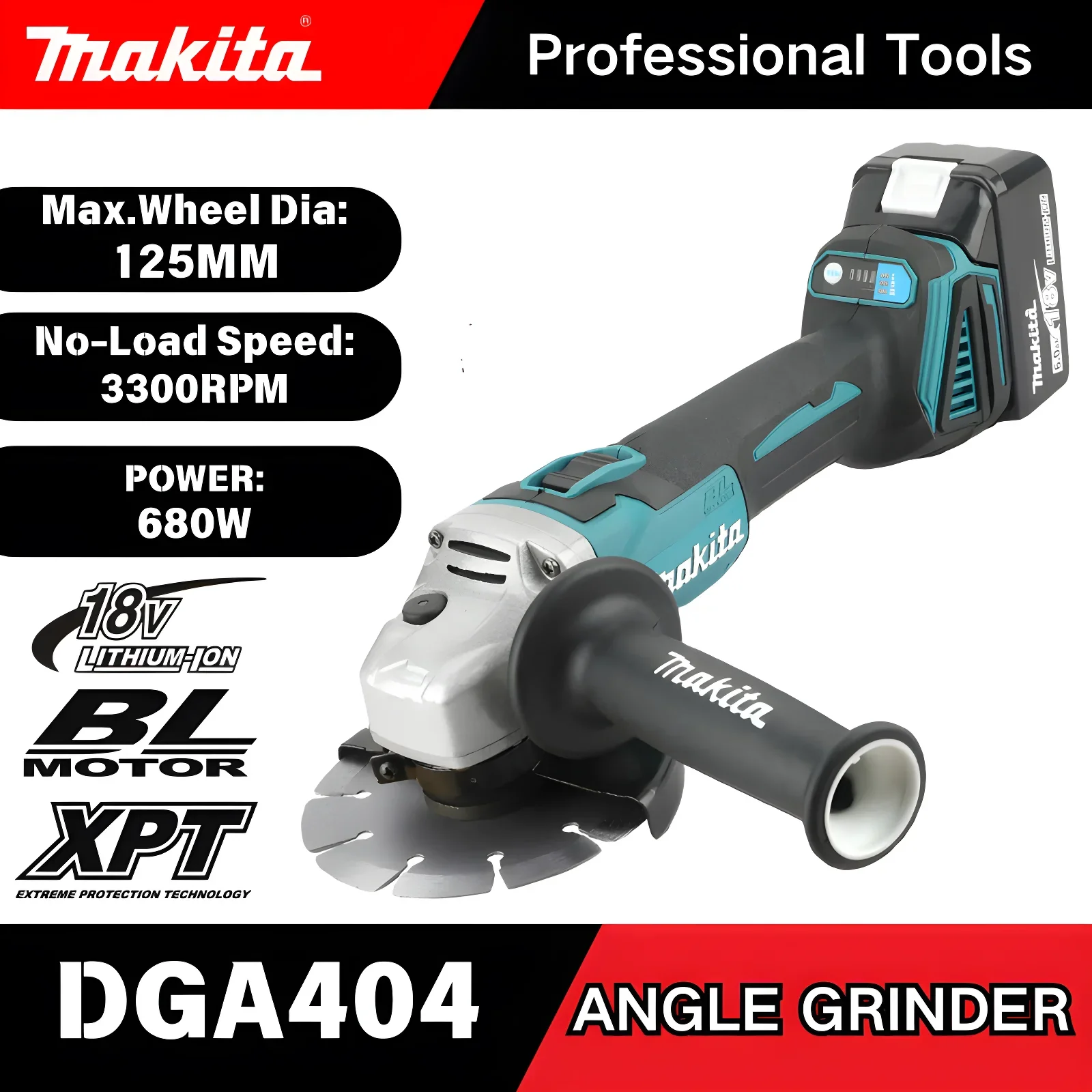 Cordless Angle Grinder 125Mm Brushless - Meuleuse d'angle sans fil Makita 125