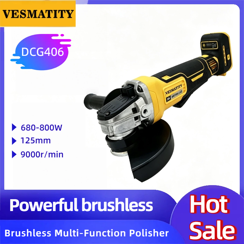 Cordless Angle Grinder 125Mm Brushless - Meuleuse d'angle sans fil Vesmatity DCG406